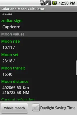 Solar and Moon Calculator android App screenshot 3