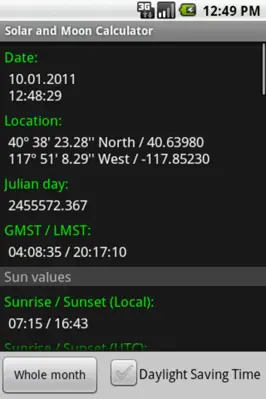 Solar and Moon Calculator android App screenshot 6